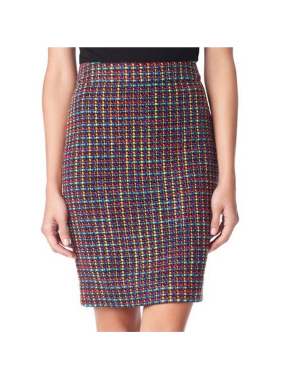 Kate Spade Judy Skirt Bright This Way Black Rainbow Tweed Pencil Skirt Size 0